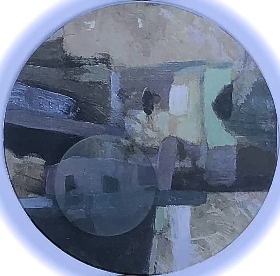 Circular painting detail used as a lens motif